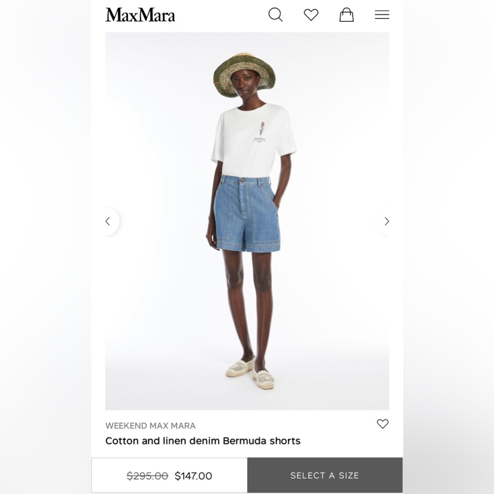WEEKEND MAX MARA Cotton and linen denim Bermuda shorts